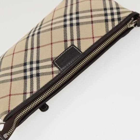 BURBERRY Nova Check Blue Label Pouch Canvas Beige Brown Red Auth 39015 - Picture 5 of 16